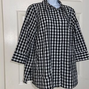 Joan Rivers Black/White Gingham Check Shirt